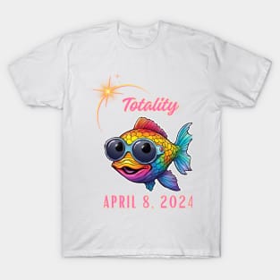 Totality April 8, 2024 Cute Solar Eclipse Fish T-Shirt